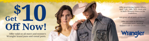 A coupon for %10 off Wrangler jeans and casual pants